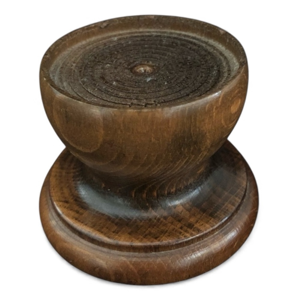 Vintage Turned Wooden Candle Holder - Made in Italy - 2 1/4”